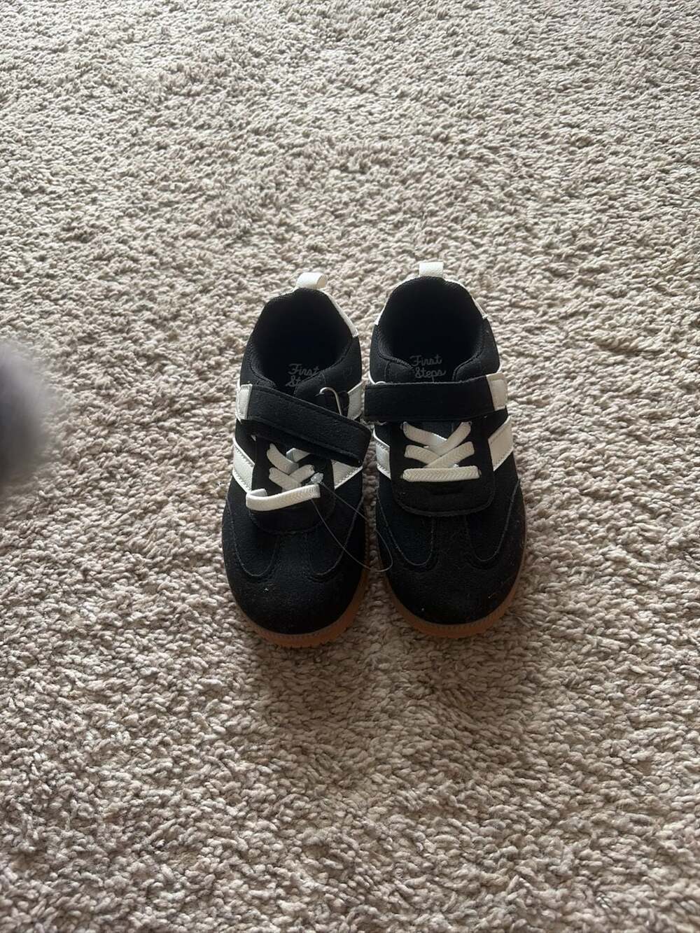 First Steps Toddler Black and White Hook-and-Loop Gumsole Sneakers